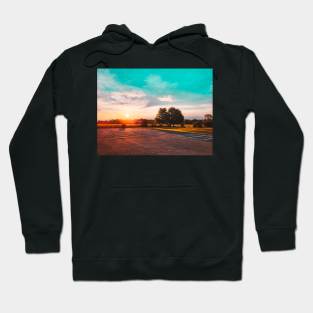 Photography of School Yard with Stunning Sky and Sunset V3 Hoodie